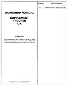 1995 ISUZU TROOPER UX WORKSHOP SERVICE  REPAIR  MANUAL COVERS SRS SUPPLEMENTAL RESTRAINT SYSTEM - PDF DOWNLOAD