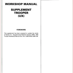 1995 ISUZU TROOPER UX WORKSHOP SERVICE  REPAIR  MANUAL COVERS SRS SUPPLEMENTAL RESTRAINT SYSTEM - PDF DOWNLOAD
