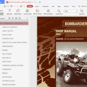 2001 Bombardier Traxter XT XL Auto Footshift Atv Shop Manual - PDF DOWNLOAD
