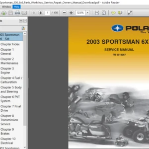 2003 Polaris Sportsman 500 6x6  Workshop Service manual + Owners Manual + Parts Manual - PDF Download