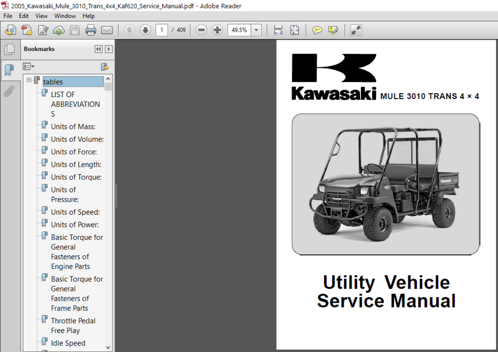 2005 Kawasaki Mule 3010 Trans 4x4 Kaf620 Service Manual - PDF DOWNLOAD