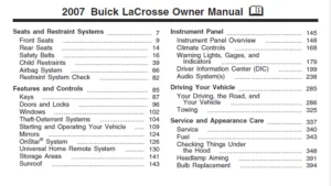 2007 Buick Lacrosse Owners Manual - PDF Download
