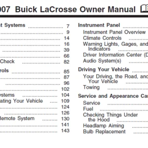 2007 Buick Lacrosse Owners Manual - PDF Download