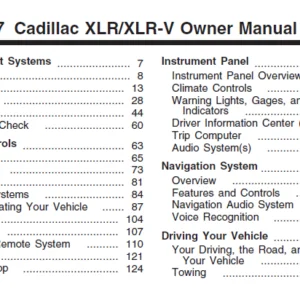 2007 Cadillac XLR/XLR-V Owner Manual - PDF DOWNLOAD