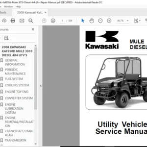 2008 Kawasaki Kaf950d Mule 3010 Diesel 4x4 Utv Service Repair Manual - PDF Download