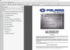 2008 POLARIS RANGER RZR ATV SERVICE MANUAL DIY FACTORY SERVICE  REPAIR  MAINTENANCE MANUAL - PDF DOWNLOAD