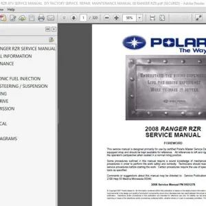 2008 POLARIS RANGER RZR ATV SERVICE MANUAL DIY FACTORY SERVICE  REPAIR  MAINTENANCE MANUAL - PDF DOWNLOAD