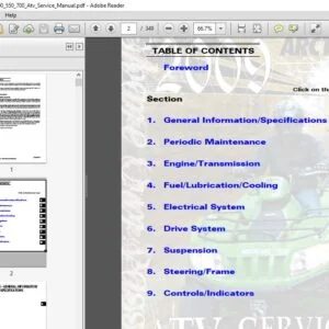 2009 Arctic Cat 400trv 500 550 700 Atv Service Manual - PDF DOWNLOAD