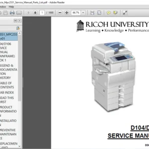 Aficio Mpc2051 Aficio Mpc2551 Service Manual Parts List - PDF DOWNLOAD