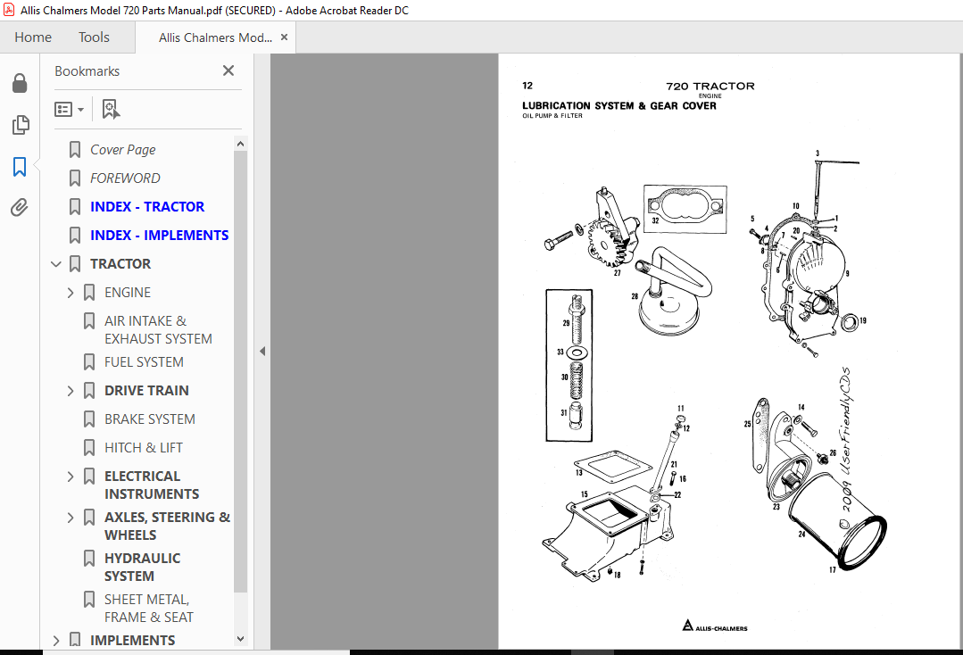 Allis Chalmers Model 616 620 720 Tractor Service,Operators & Parts Manual - PDF Download