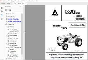 Allis Chalmers Model 616 620 720 Tractor Service,Operators & Parts Manual - PDF Download