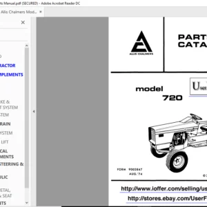 Allis Chalmers Model 616 620 720 Tractor Service,Operators & Parts Manual - PDF Download