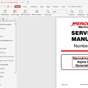 Alpha I Gen Ii Outdrives Shop Service Manual - PDF DOWNLOAD