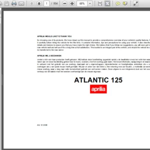Aprilia Atlantic Sprint 125 200 250 500 Workshop Repair Manual All Models Covered DOWNLOAD