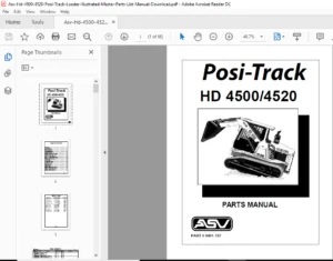 Asv Hd 4500 4520 Posi Track Loader Illustrated Master Parts List Manual - PDF Download