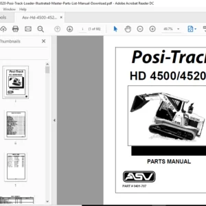 Asv Hd 4500 4520 Posi Track Loader Illustrated Master Parts List Manual - PDF Download