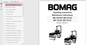 BOMAG BW 125 ADH BW 135 AD BW138 AD BW138 AC SINGLE STANDEM VIBRATORY ROLLER OPERATING MAINTENANCE MANUAL - PDF Download