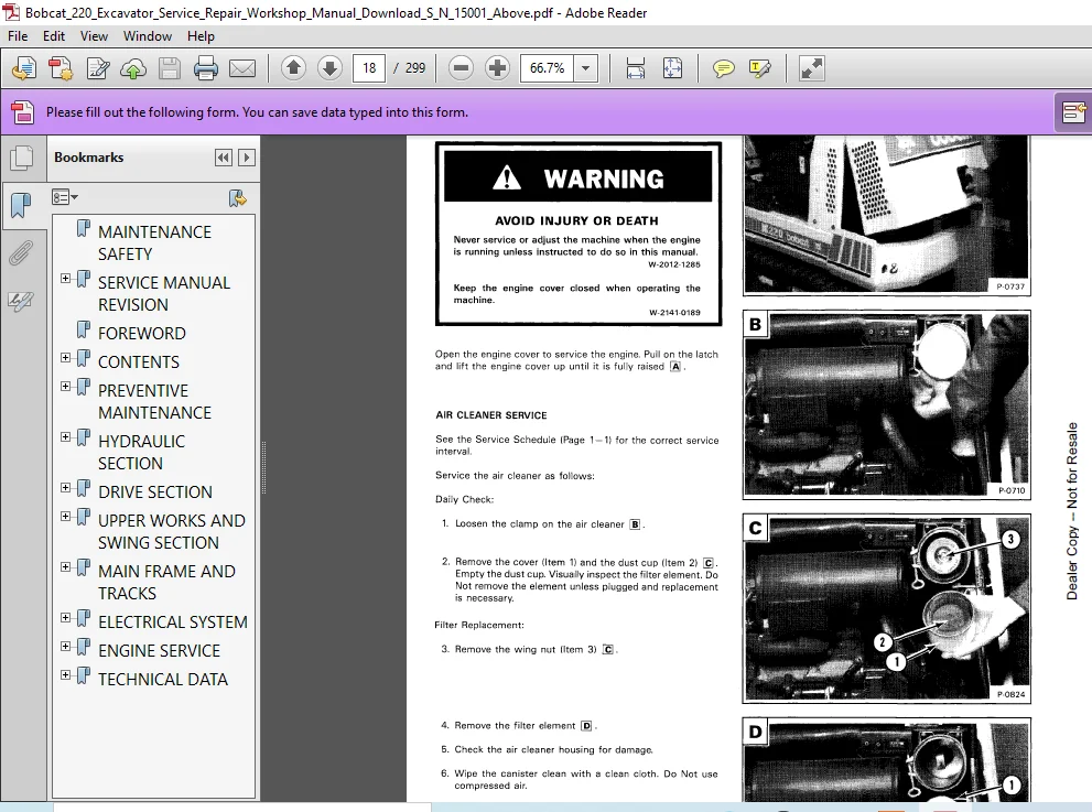 Bobcat 220 Excavator Service Repair Workshop Manual - PDF Download - Image 3
