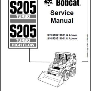 Bobcat Skid Steer Loader S205 Turbo High Flow Service manual - PDF Download