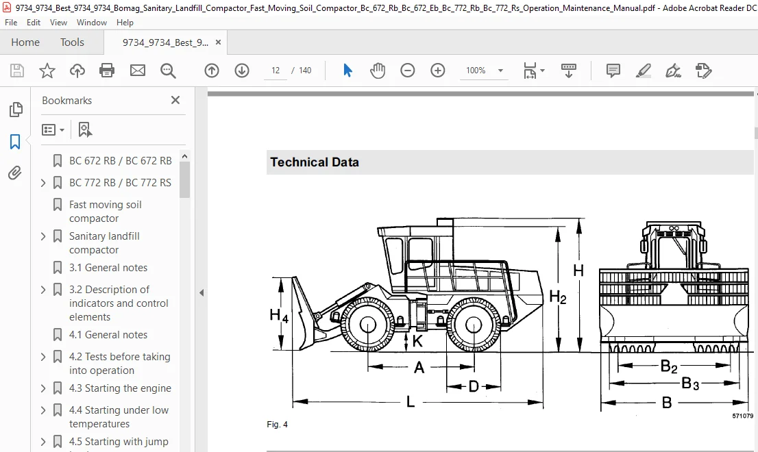 BOMAG Sanitary landfill Compactor (Fast Moving Soil compactor) BC 672 RB / BC 672 EB / BC 772 RB / BC 772 RS Operation & MAINTENANCE - PDF DOWNLOAD - Image 3