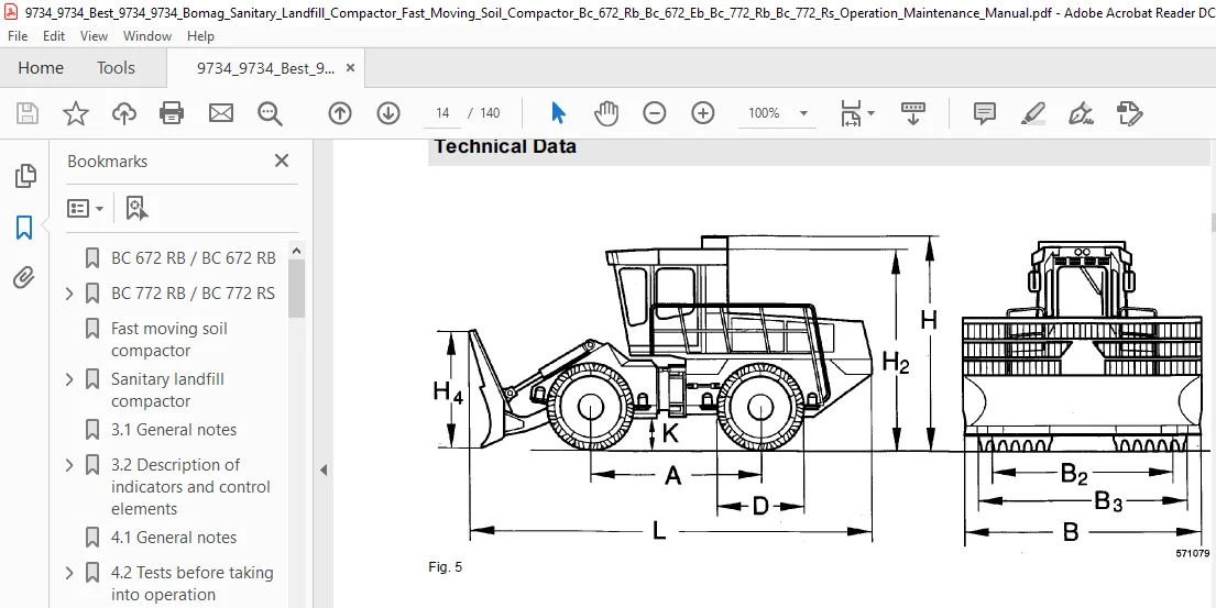 BOMAG Sanitary landfill Compactor (Fast Moving Soil compactor) BC 672 RB / BC 672 EB / BC 772 RB / BC 772 RS Operation & MAINTENANCE - PDF DOWNLOAD - Image 4