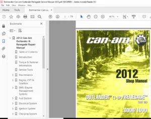 Bombardier Can am Outlander Renegade Service Manual 2012 - PDF Download