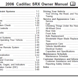 2006 Cadillac SRX Owners Manual - PDF Download