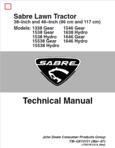 John Deere Sabre 1338, 1538, 15538, 1546, 1638, 1646 Lawn Mower Service Repair Manual - PDF Download