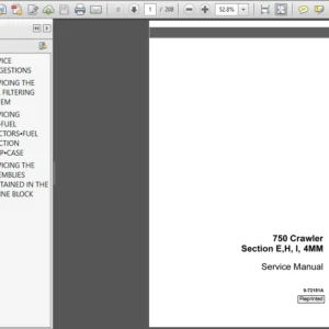 CASE IH 750 Crawler Section E,H, I, 4MM Service Manual 9-72151A - 208 Pages