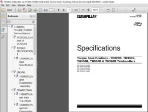 Caterpillar Cat Th360b Th560b Telehandler Service Repair Manual - PDF Download