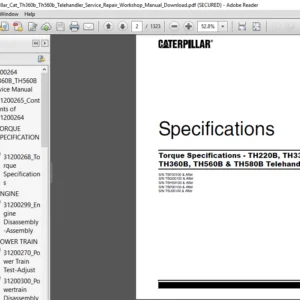 Caterpillar Cat Th360b Th560b Telehandler Service Repair Manual - PDF Download