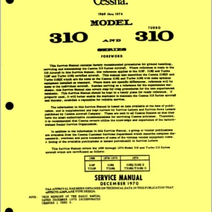 Cessna 310 P Q maintenance service manual 1969 - 1974 - PDF Download