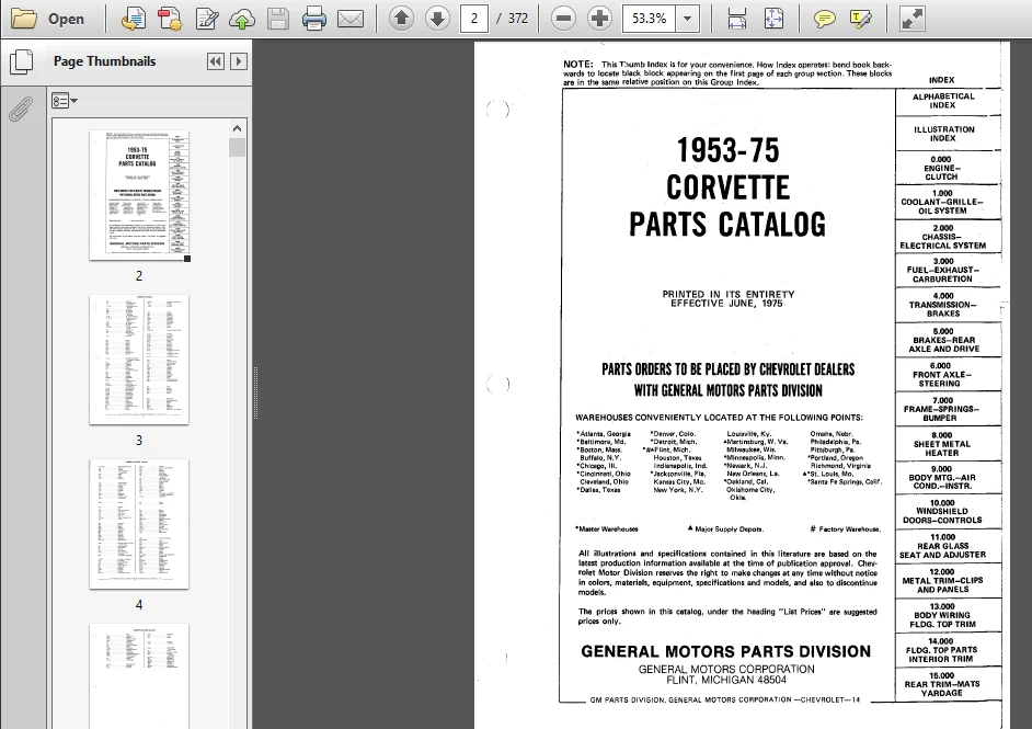 Chevrolet Corvette 1953-1975 Parts Catalog  Manual - PDF Download - Image 3