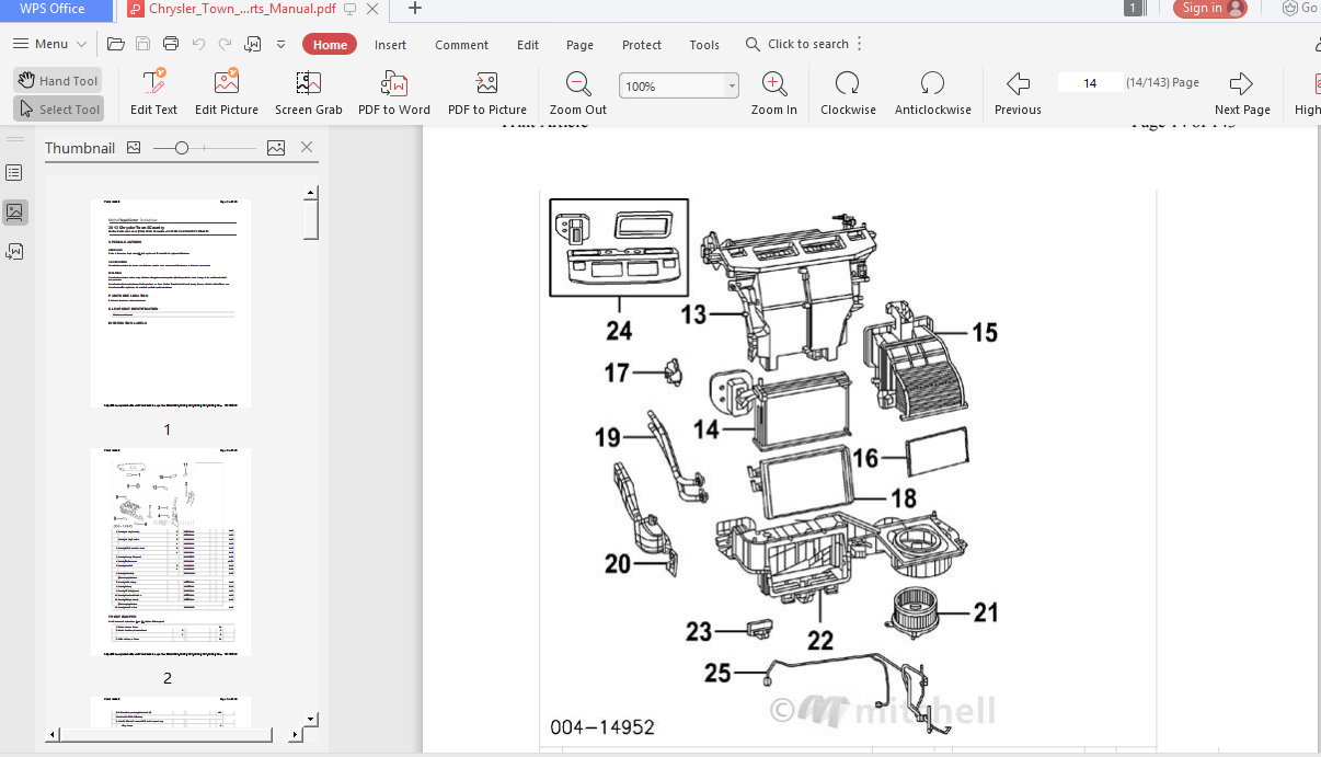 Chrysler Town And Country Parts Diagram