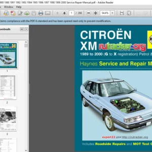 Citroen XM 1989 1990 1991 1992 1993 1994 1995 1996 1997 1998 1999 2000 Service Repair Manual - PDF DOWNLOAD