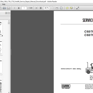 Clark C60d C70d C75d C80d C60l C70l C75l Forklift Service Repair Manual Download