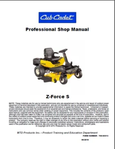 Cub Cadet Z force Series Full Service Repair Manual - PDF DOWNLOAD