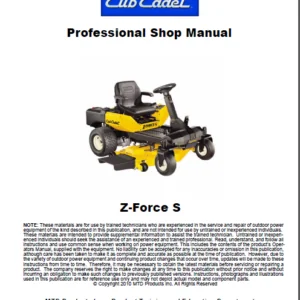 Cub Cadet Z force Series Full Service Repair Manual - PDF DOWNLOAD