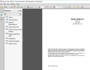 Daewoo Solar S220LC-V Tracked Excavator Service Repair Manual - PDF Download