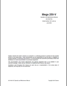 Daewoo Doosan Mega 250 V Loader Operation Maintenance Manual - PDF DOWNLOAD