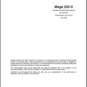 Daewoo Doosan Mega 250 V Loader Operation Maintenance Manual - PDF DOWNLOAD