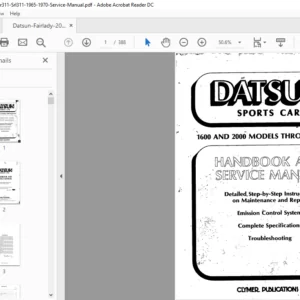 Datsun Fairlady 2000 Sr311 Srl311 1965-1970 Service Manual - PDF Download