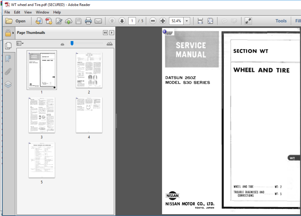 Datsun 260z Service Repair Manual 1974 Onward - PDF DOWNLOAD