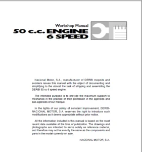 Derbi 6 Speed 50c.c. Engine Workshop Manual - PDF Download
