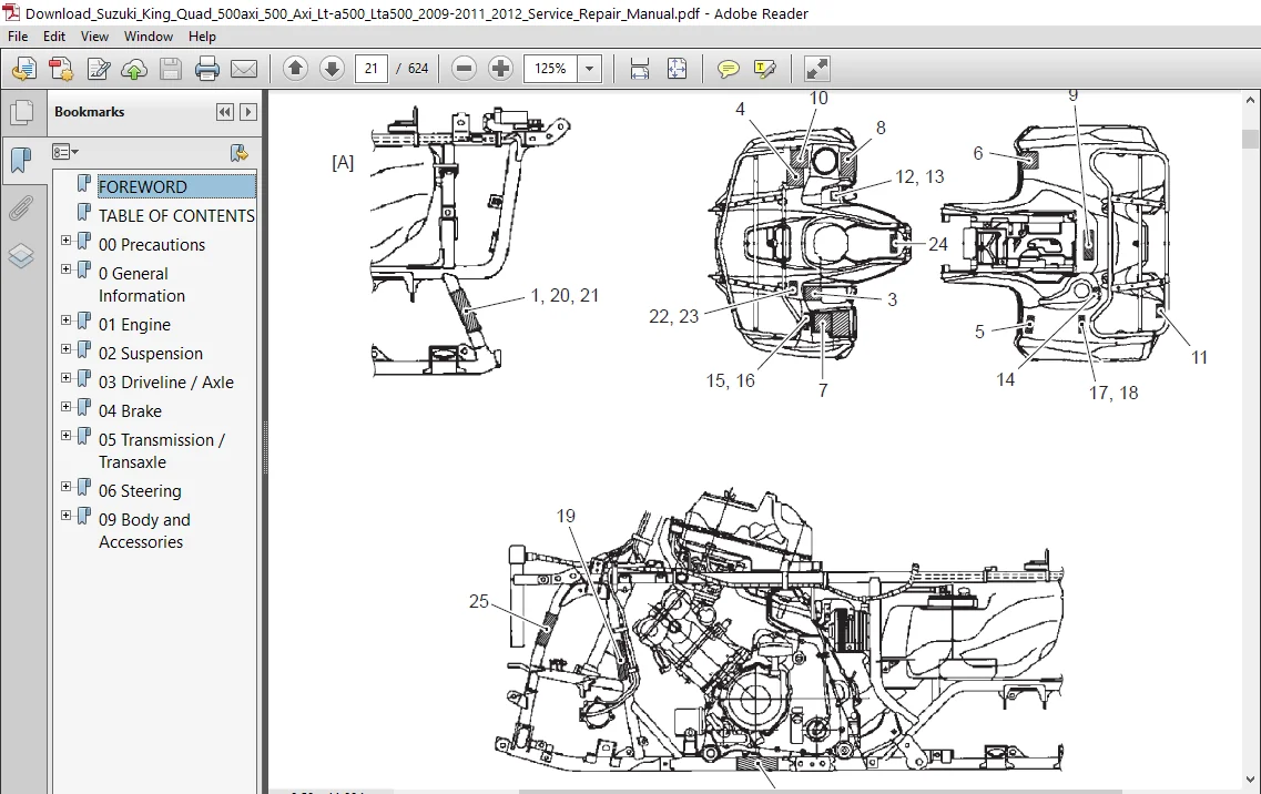 Suzuki King Quad 500axi 500 Axi Lt a500 Lta500 2009 2011 2012 Service Repair Manual Download - Image 3