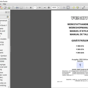 Fendt F 390 395 GTA GHA Tractor Shop Manual - PDF DOWNLOAD