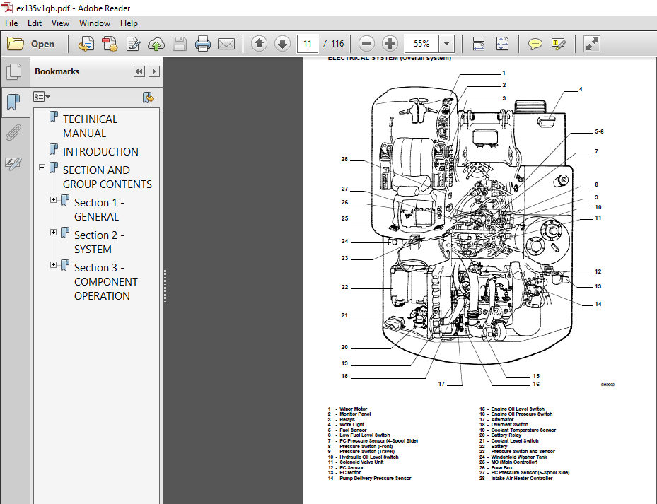 Fiat Hitachi EX135 Excavator (3 Manual Set) Shop Manual + Technical