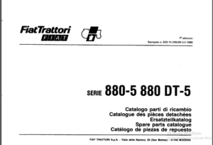 Fiat 880 Dt-5 Parts Catalog Manual - PDF DOWNLOAD