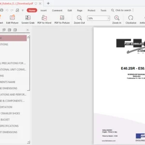 Fiat Kobelco E40 2sr E50 2sr Mini Crawler Excavator Service Repair Workshop Manual - PDF Download