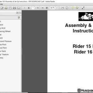 HUSQVARNA Rider 15 Pro Rider 16 H Assembly & Set Up Instructions - PDF DOWNLOAD !!